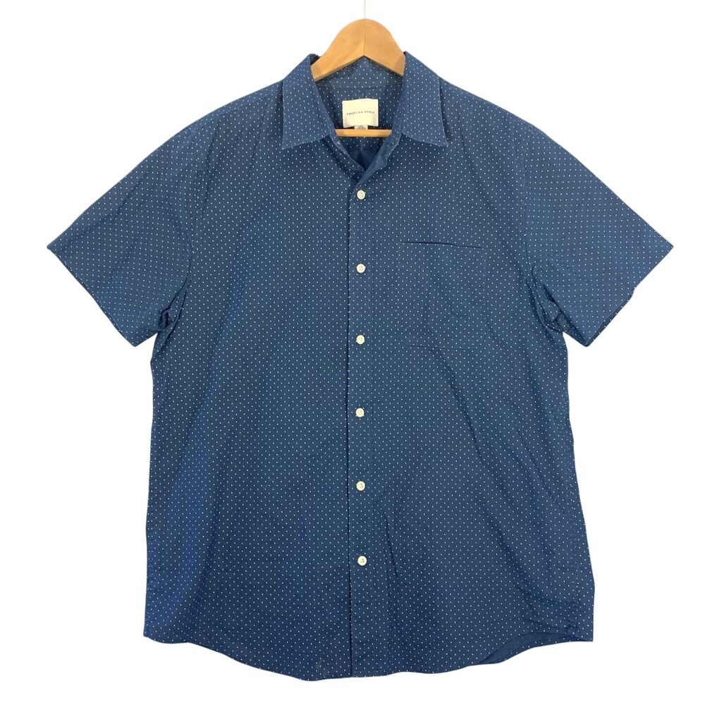 American Eagle Outfitters Men’s Size L Navy/ White Short Sleeve Button Up Shirt
